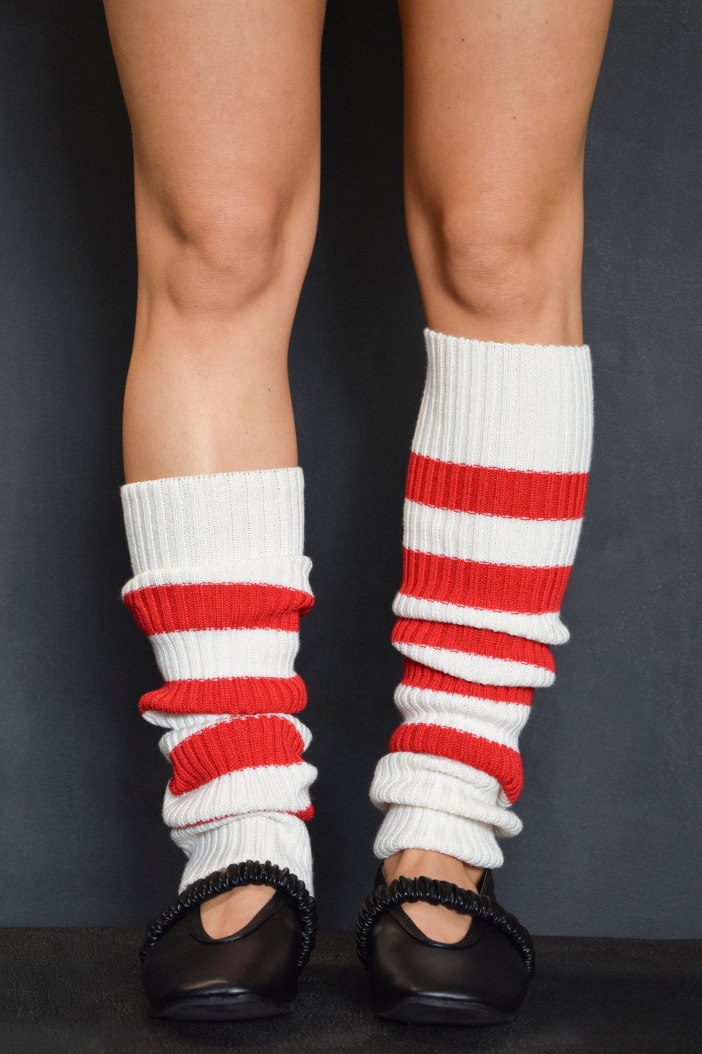 Stulpen Arm and Legwarmers Anklings white red K Stripes